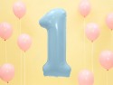 Ballon mylar Chiffre ''1''- 86cm - bleu clair