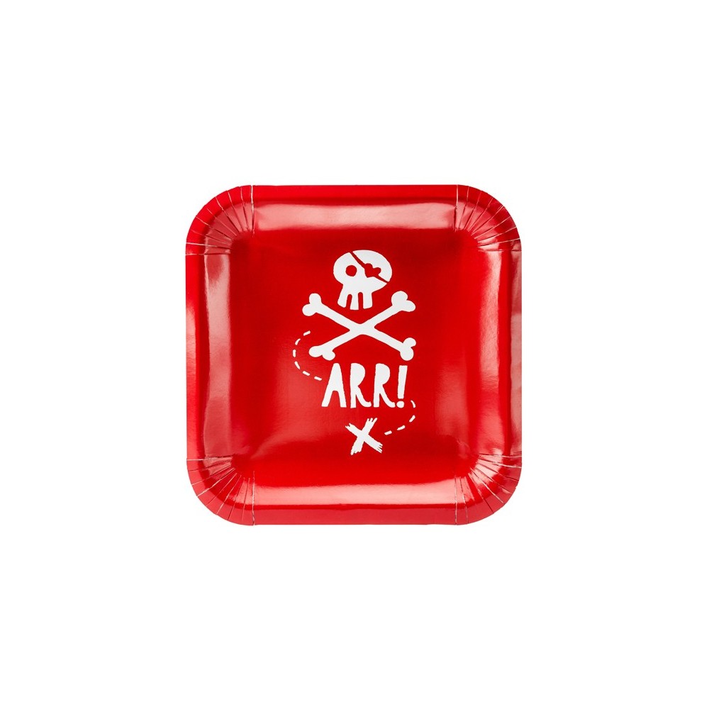 6 Assiettes Pirates - rouge - 20cm