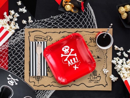 6 Assiettes Pirates - rouge...