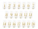 20 Numéros de table transparents - or