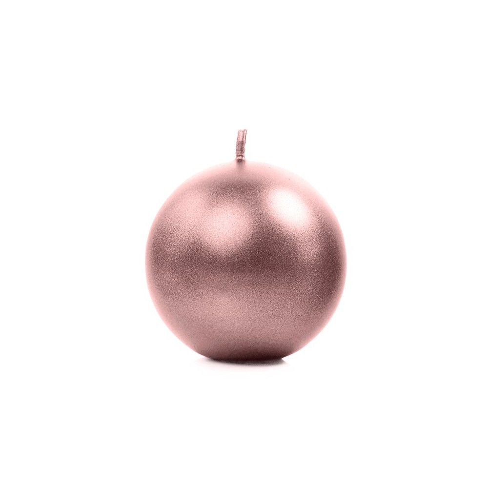 6 Bougie boule métallisée - or rose - 8cm