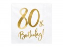 20 Serviettes de table 80e anniversaire - blanc