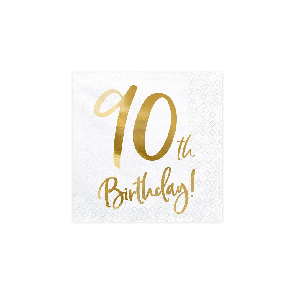 20 Serviettes de table 90e anniversaire - blanc