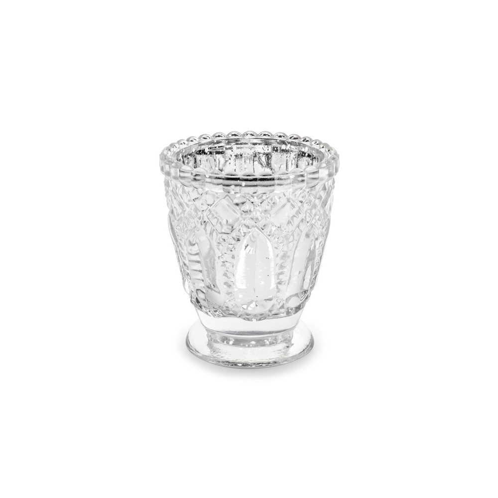 4 Bougeoir - en verre argent - 8cm