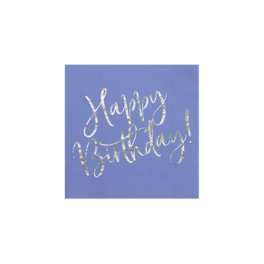 20 Serviettes de table Happy Birthday - bleu marine