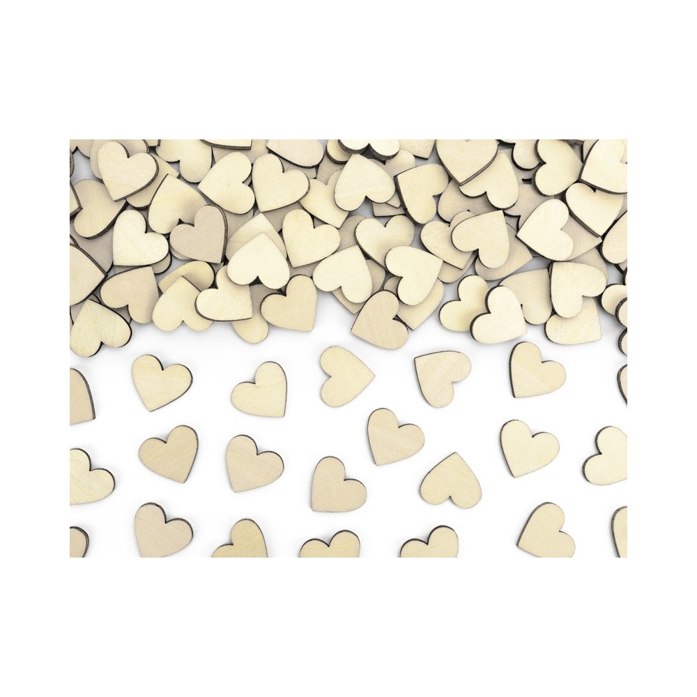 50 Confetti en bois coeurs