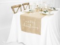 Chemin de table en jute Merry Christmas - blanc