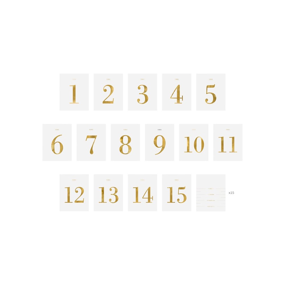 30 Numéros de table - set d'autocollants