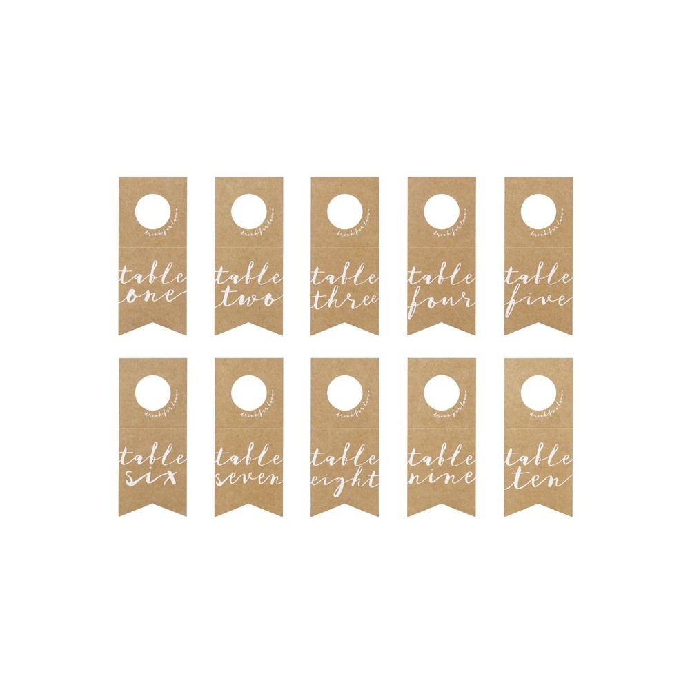 10 Numéros de table - étiquettes de bouteille