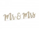 Inscription en bois Mr & Mrs - or
