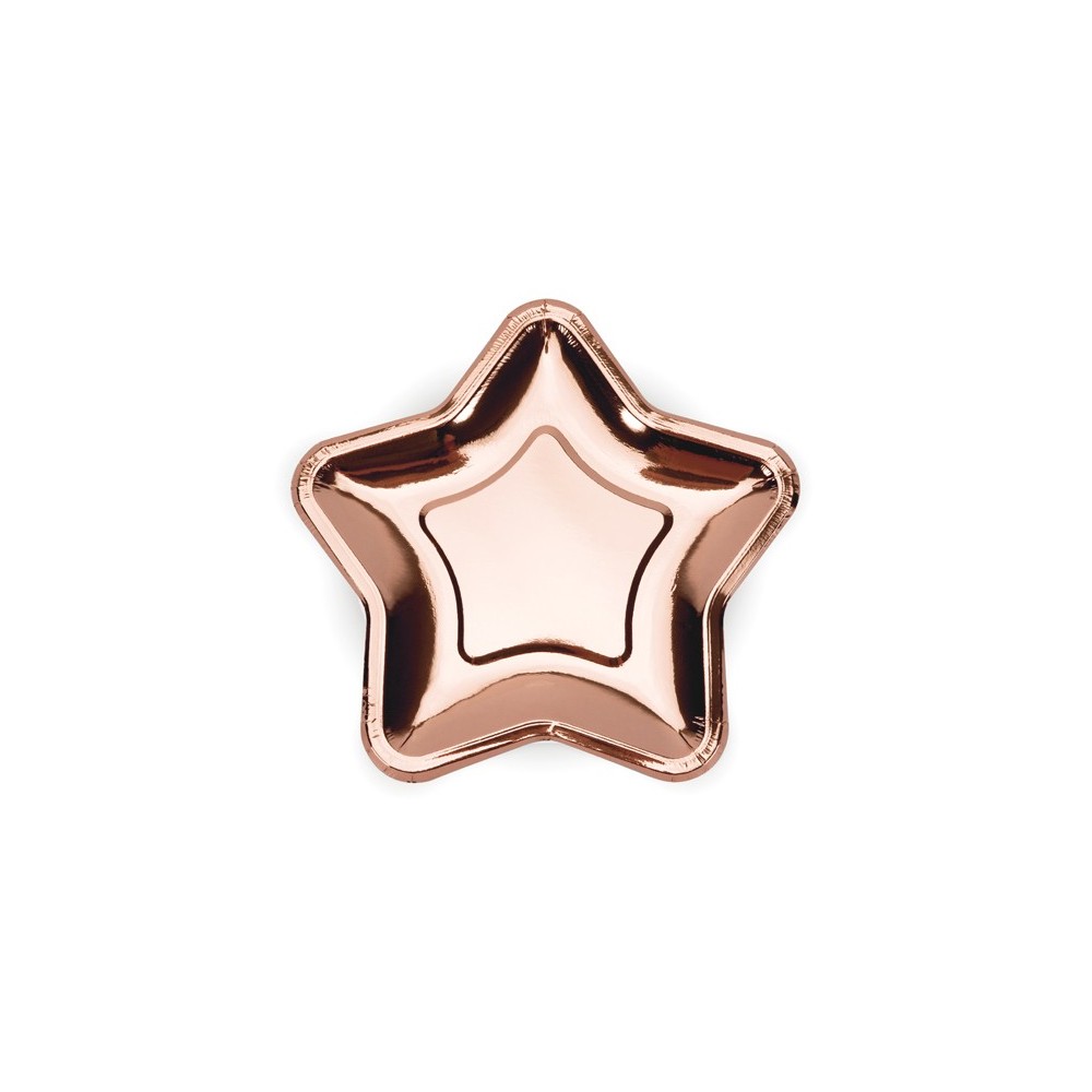 6 Assiettes étoiles - or rose - 18cm