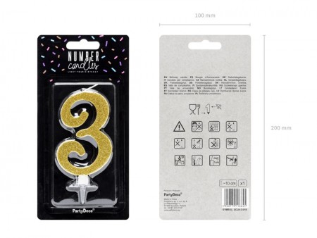 Bougie Chiffre 3- or