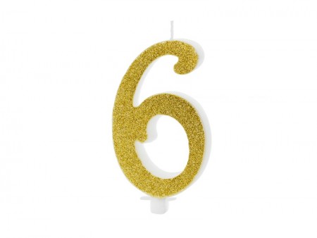 Bougie Chiffre 6- or