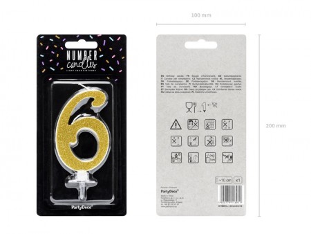 Bougie Chiffre 6- or