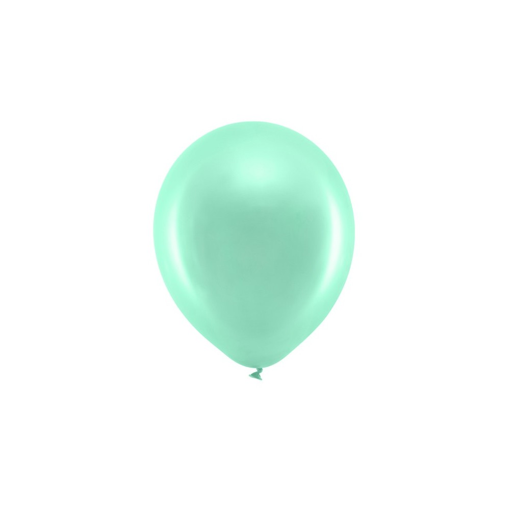100 Ballons Rainbow 30 cm métallisés - menthe