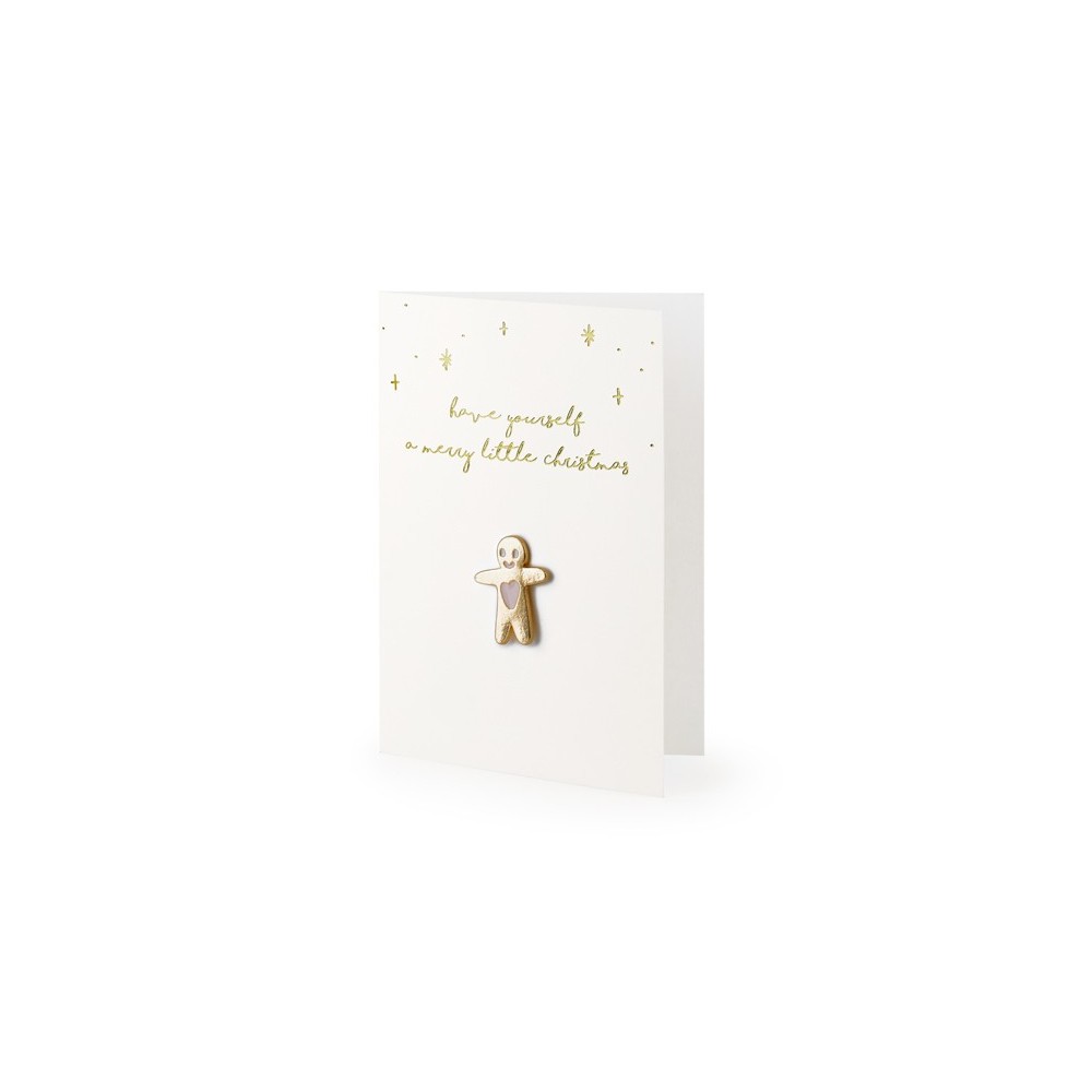 Carte de vœux avec pin's Bonhomme de pain d'épices
