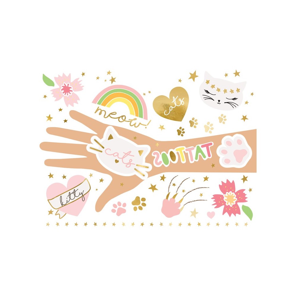 12 Tatouages temporaires chatons