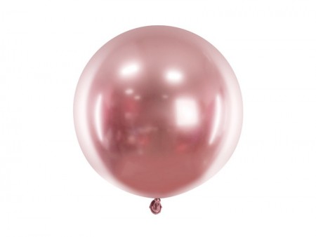 Ballon Glossy rond - or rose