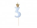 Bougie Chiffre 3- bleu clair