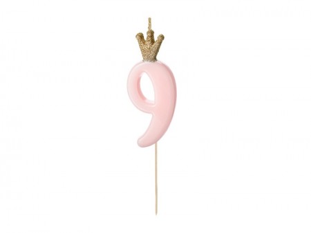 Bougie Chiffre 9- rose clair