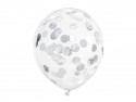 6 Ballons avec confettis - cercles - 30 cm - argent