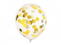 6 Ballons avec confettis - cercles - 30 cm - or