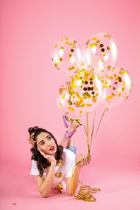 6 Ballons avec confettis -...