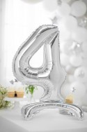 Ballon en mylar debout - Chiffre 4- 70cm - argent