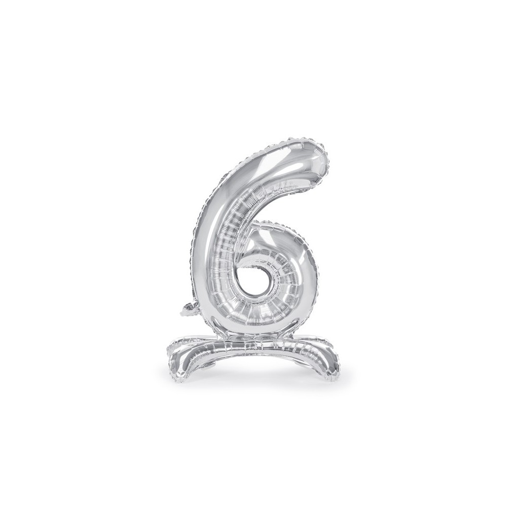 Ballon en mylar debout Chiffre 6- 70cm - argent