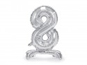Ballon en mylar debout - Chiffre 8- 70cm - argent