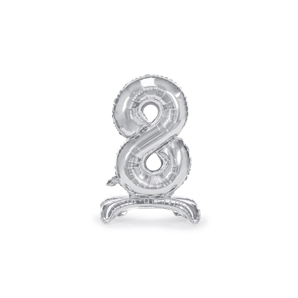 Ballon en mylar debout - Chiffre 8- 70cm - argent