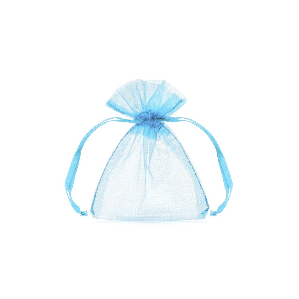10 Sachets en organza - bleu - 10cm