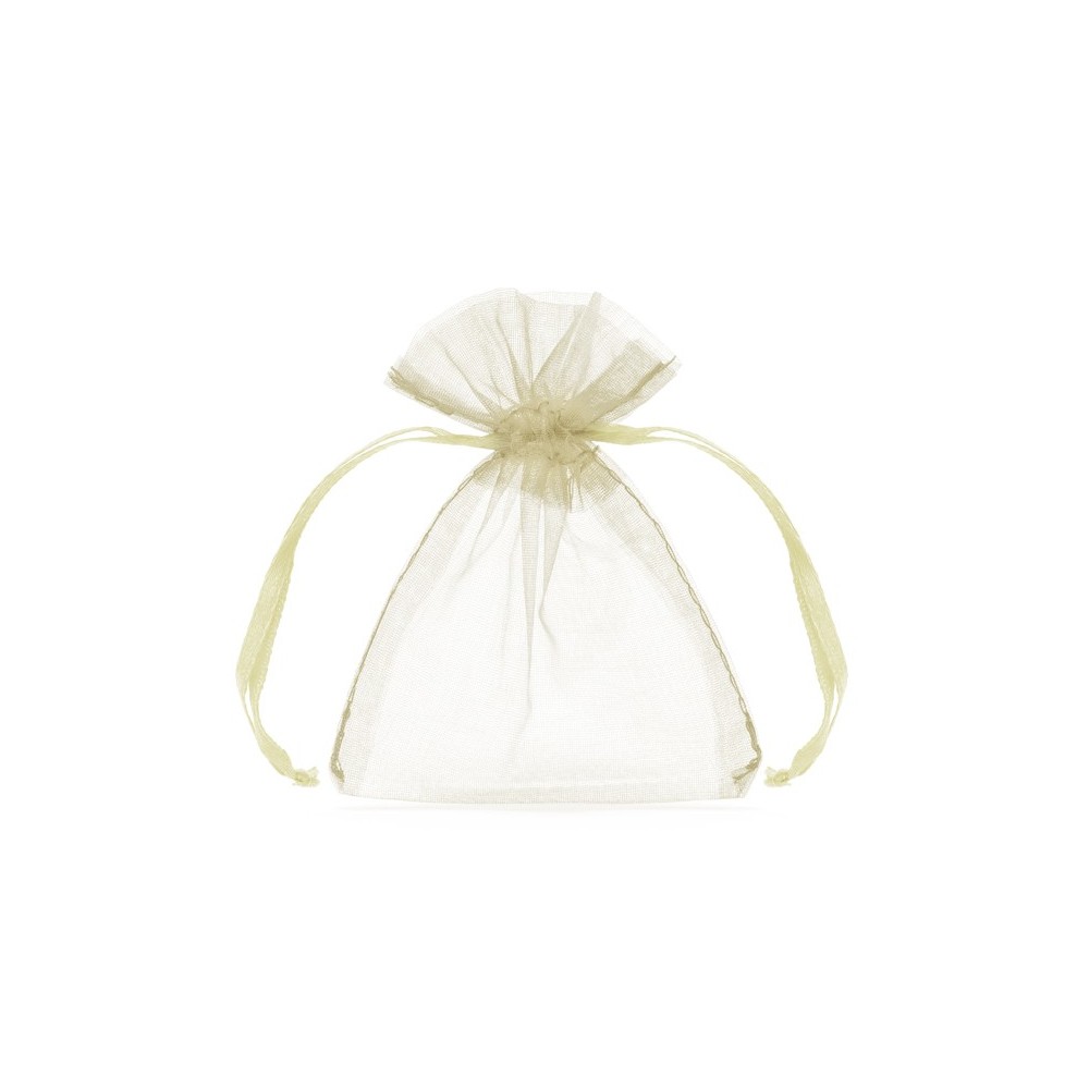 10 Sachets en organza - crème - 10cm