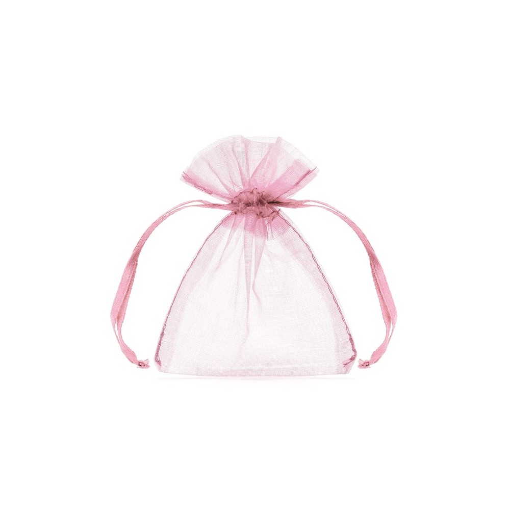 10 Sachets en organza - rose - 10cm