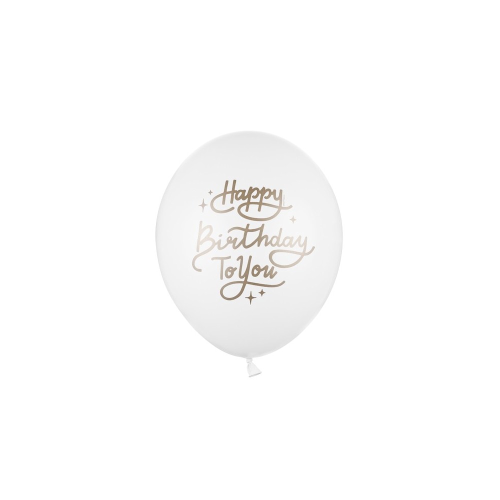 50 Ballons 30 cm - Happy Birthday To You - pastel - Pure White