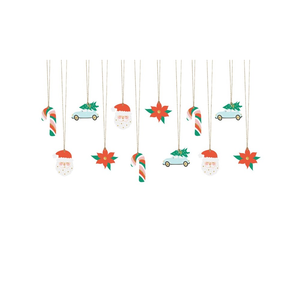 12 Etiquettes cadeaux Père Noël