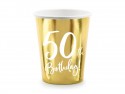 6 Gobelets en papier de 50e anniversaire - or