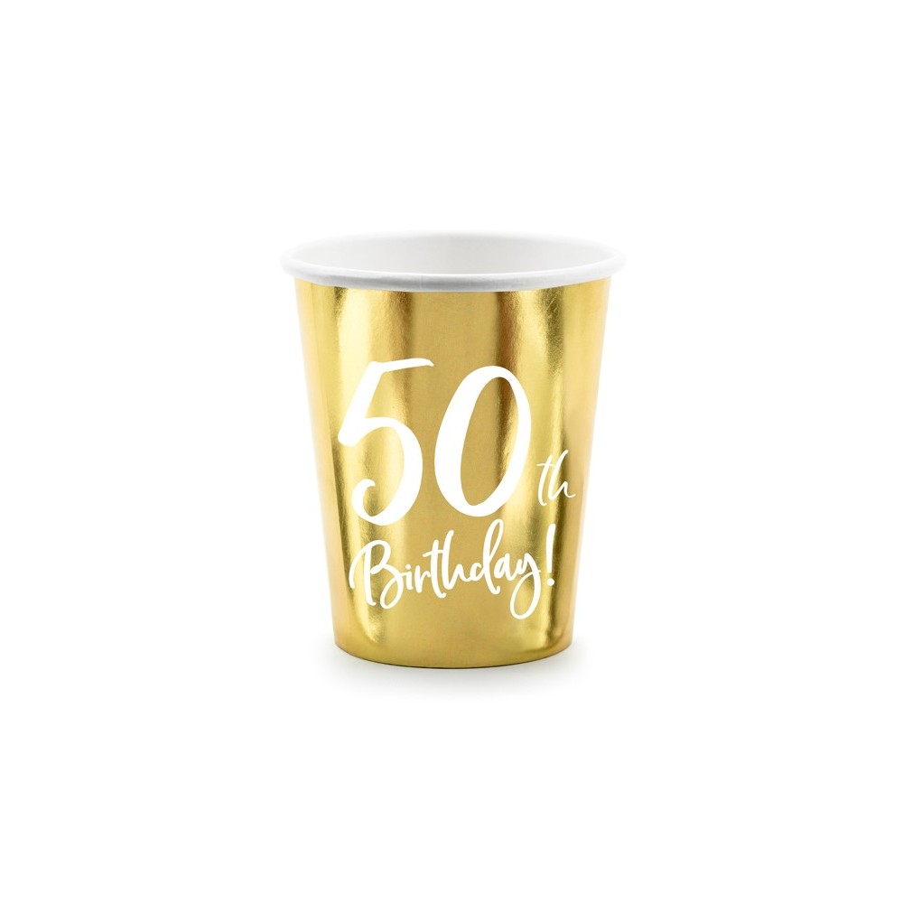 6 Gobelets en papier de 50e anniversaire - or