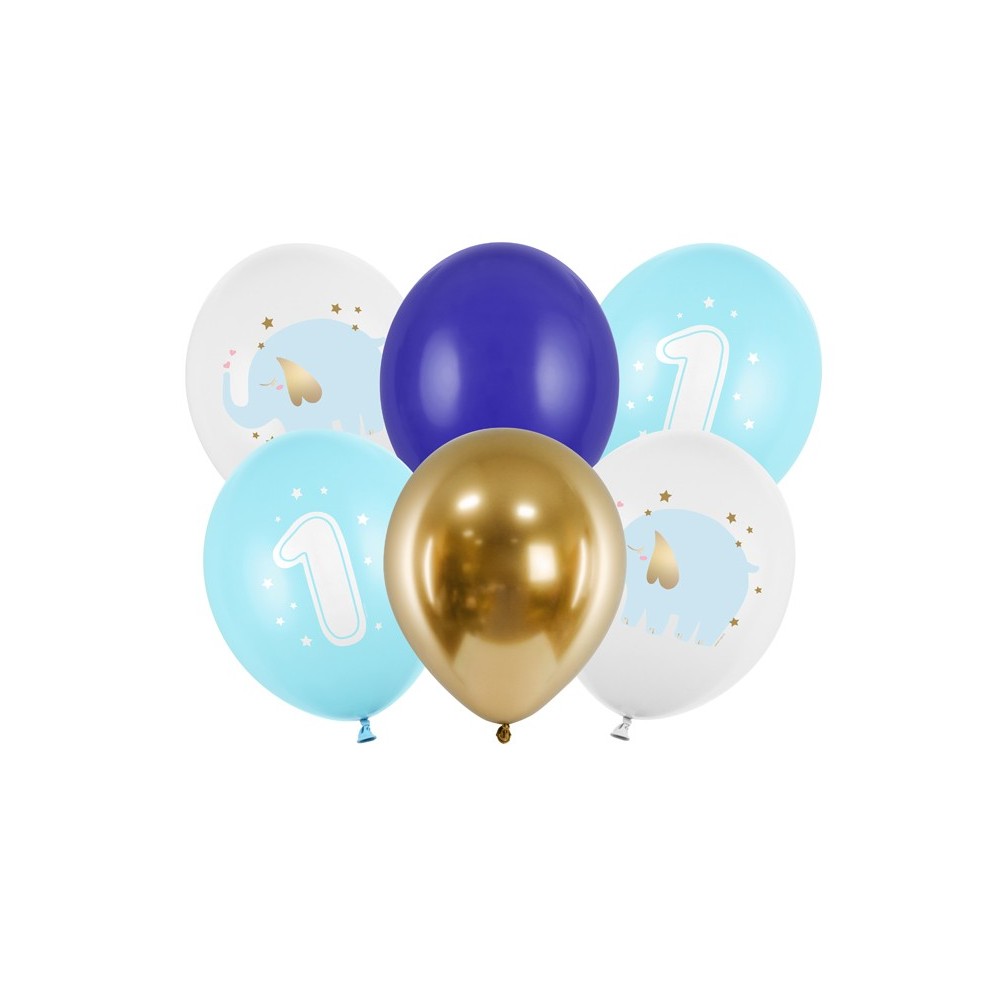 6 Ballons 30 cm - 1 anniversaire - Pastel light blue