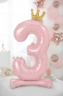 Ballon en mylar debout - Chiffre ''3''. 84 cm - rose vif
