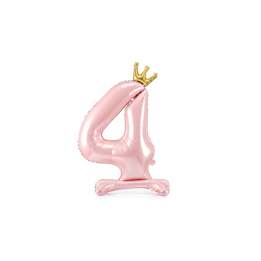 Ballon en mylar debout Chiffre ''4'' 84 cm - rose clair