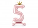 Ballon en mylar debout - Chiffre ''5''. 84 cm - rose clair