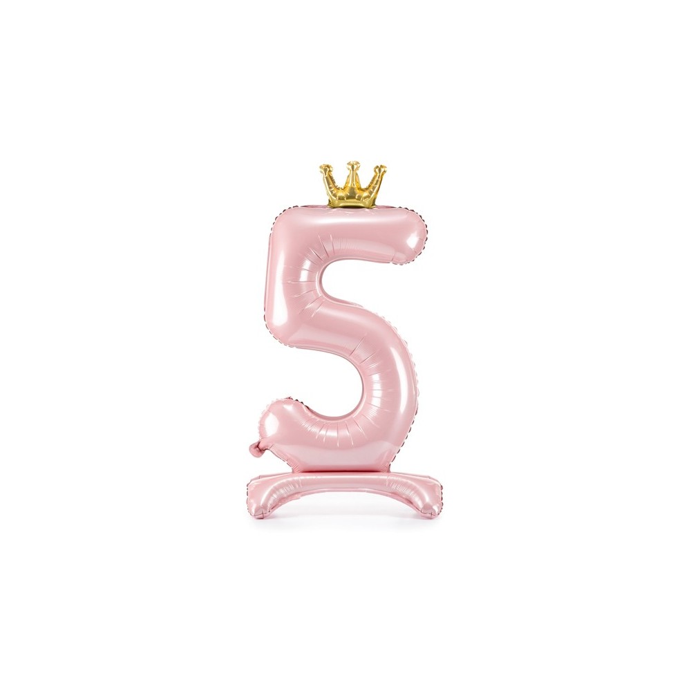 Ballon en mylar debout - Chiffre ''5''. 84 cm - rose clair