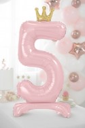 Ballon en mylar debout - Chiffre ''5''. 84 cm - rose clair