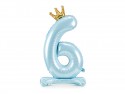 Ballon en mylar debout - Chiffre ''6''. 84 cm - bleu