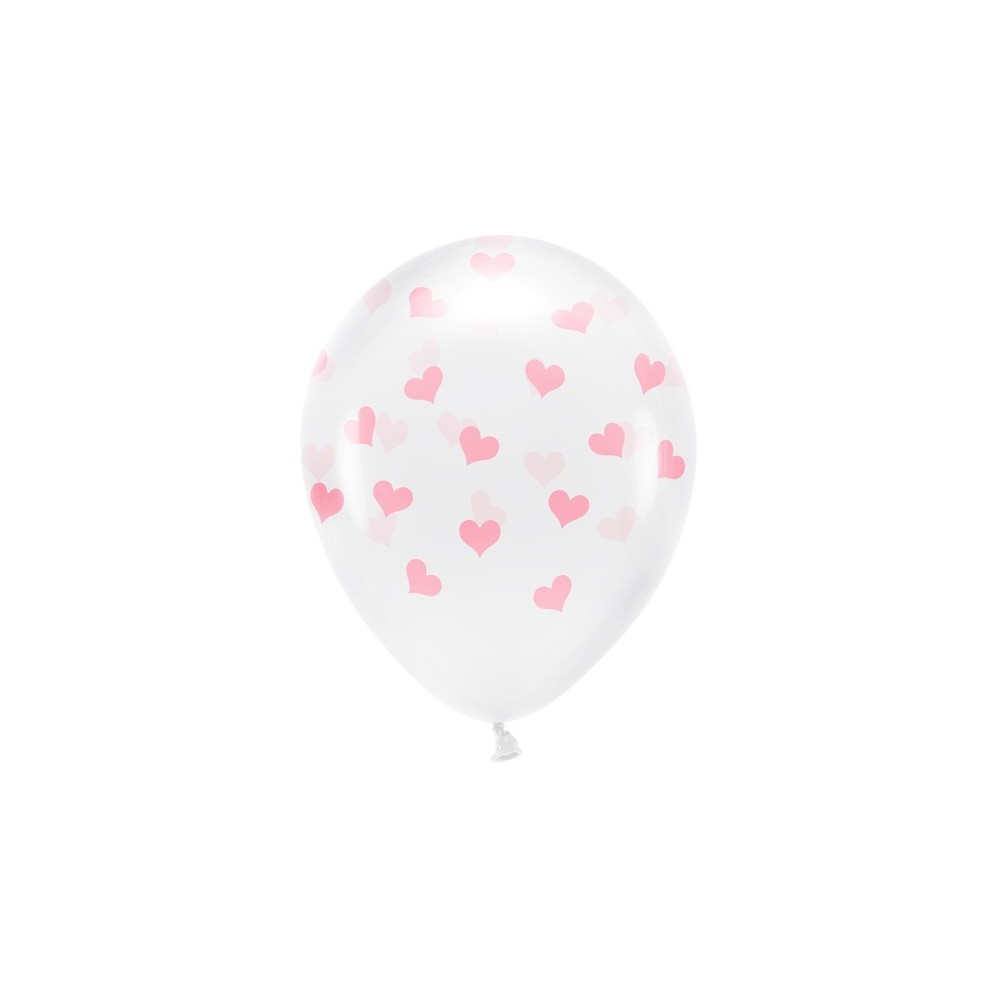 6 Ballons Eco 33 cm - coeurs - transparent