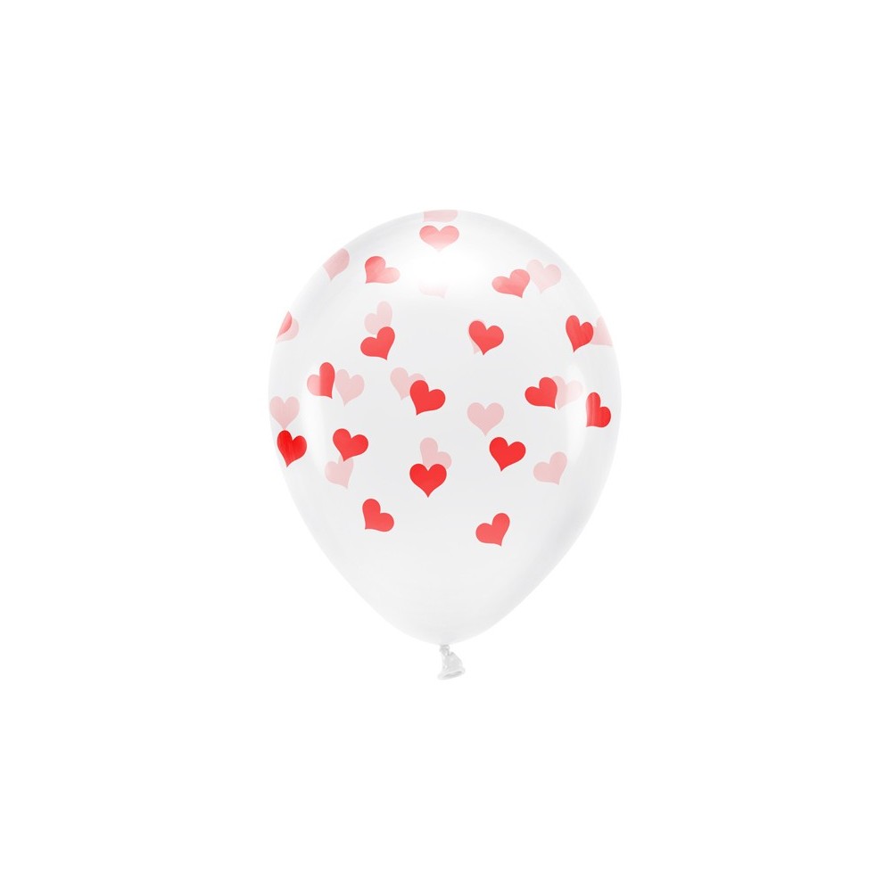 6 Ballons Eco 33 cm - coeurs - transparent