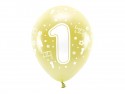 6 Ballons Eco 33 cm - chiffre '' 1 ''- or