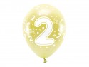 6 Ballons Eco 33 cm - chiffre '' 2 ''- or