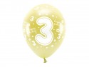 6 Ballons Eco 33 cm - chiffre '' 3 ''- or